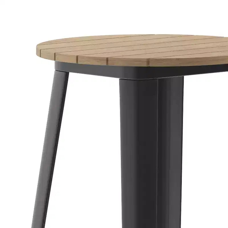 Table de bar d'intérieur/extérieur, plateau rond en polyrésine tout temps de 60 cm avec base en acier