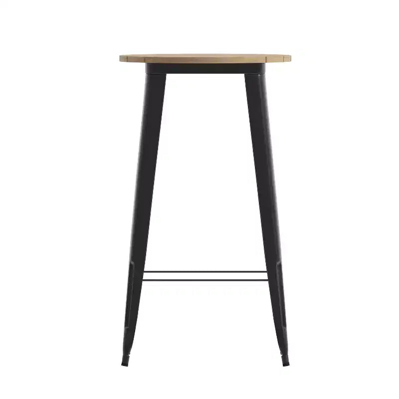 Table de bar d'intérieur/extérieur, plateau rond en polyrésine tout temps de 60 cm avec base en acier