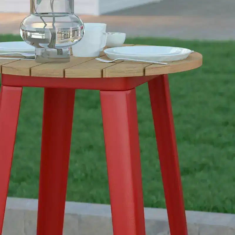 Table de bar d'intérieur/extérieur, plateau rond en polyrésine tout temps de 60 cm avec base en acier