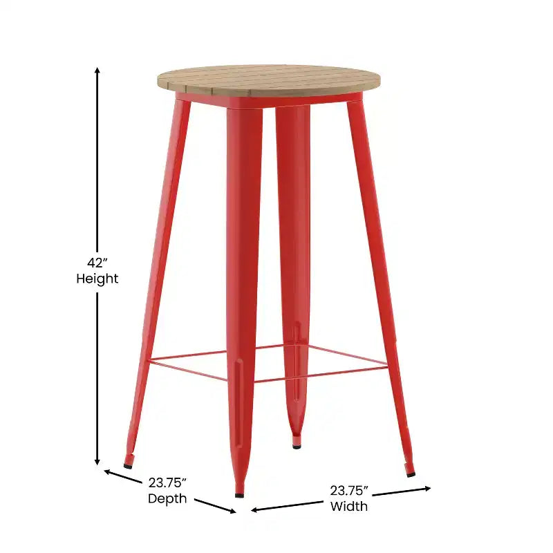 Table de bar d'intérieur/extérieur, plateau rond en polyrésine tout temps de 60 cm avec base en acier