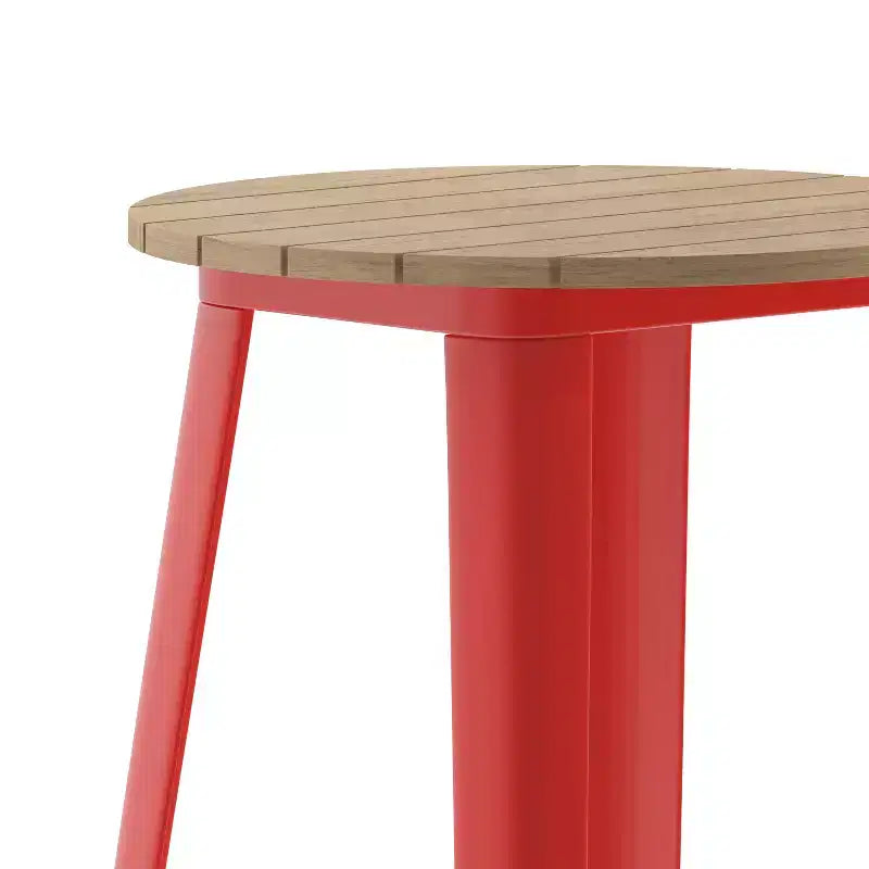 Table de bar d'intérieur/extérieur, plateau rond en polyrésine tout temps de 60 cm avec base en acier