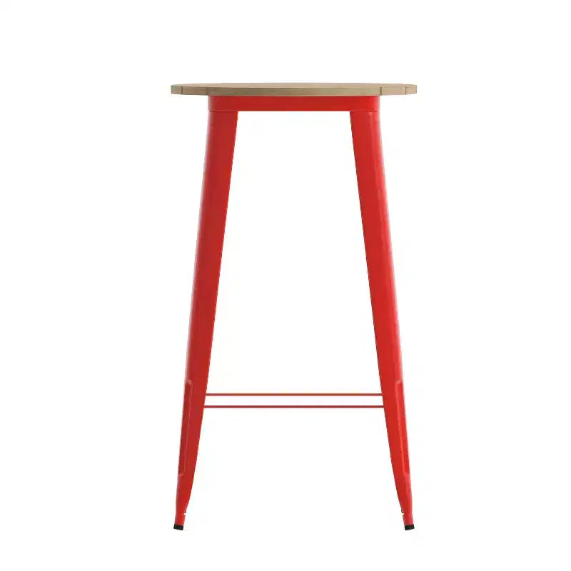 Table de bar d'intérieur/extérieur, plateau rond en polyrésine tout temps de 60 cm avec base en acier