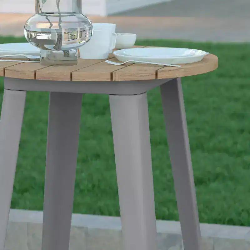 Table de bar d'intérieur/extérieur, plateau rond en polyrésine tout temps de 60 cm avec base en acier
