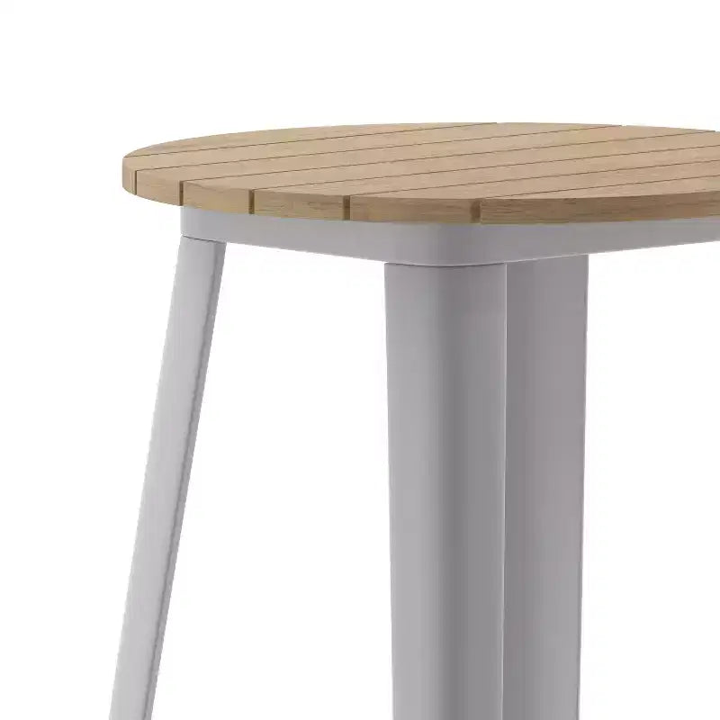 Table de bar d'intérieur/extérieur, plateau rond en polyrésine tout temps de 60 cm avec base en acier