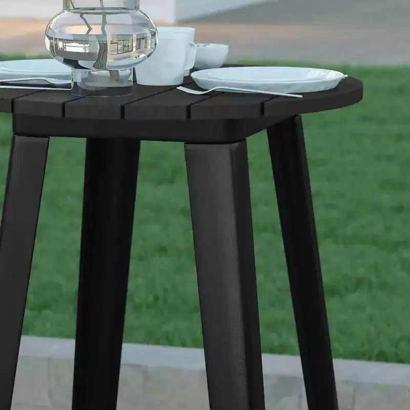 Table de bar d'intérieur/extérieur, plateau rond en polyrésine tout temps de 60 cm avec base en acier