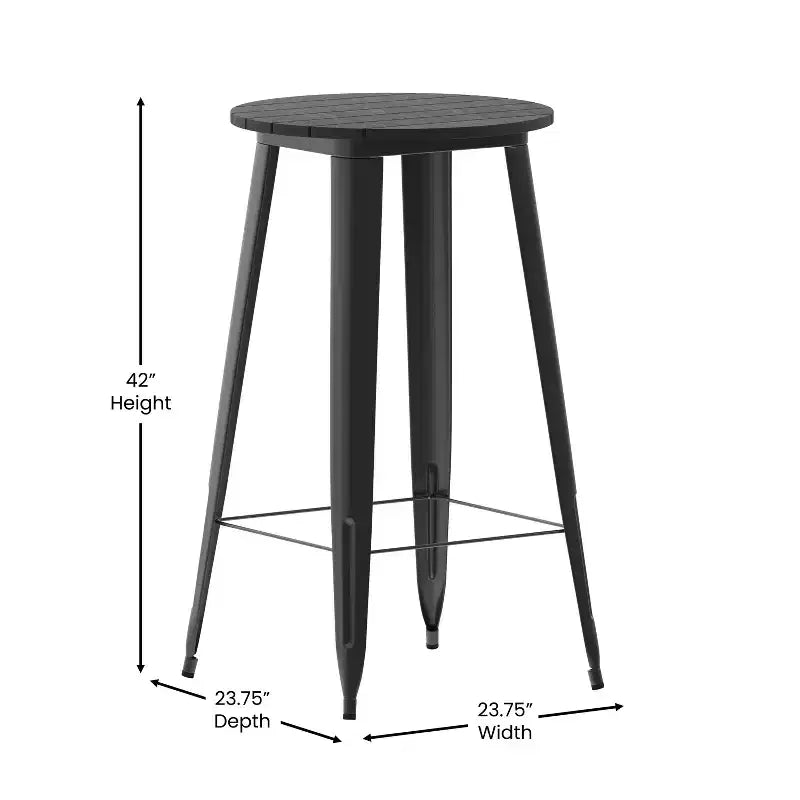 Table de bar d'intérieur/extérieur, plateau rond en polyrésine tout temps de 60 cm avec base en acier
