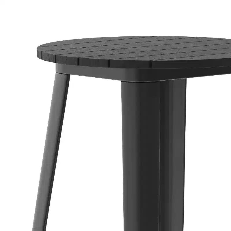 Table de bar d'intérieur/extérieur, plateau rond en polyrésine tout temps de 60 cm avec base en acier