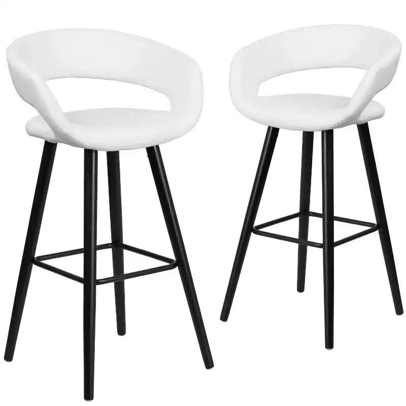 Emma and Oliver 2 Pk. 29'' High Contemporary Vinyl Barstool with Cappuccino Wood Frame