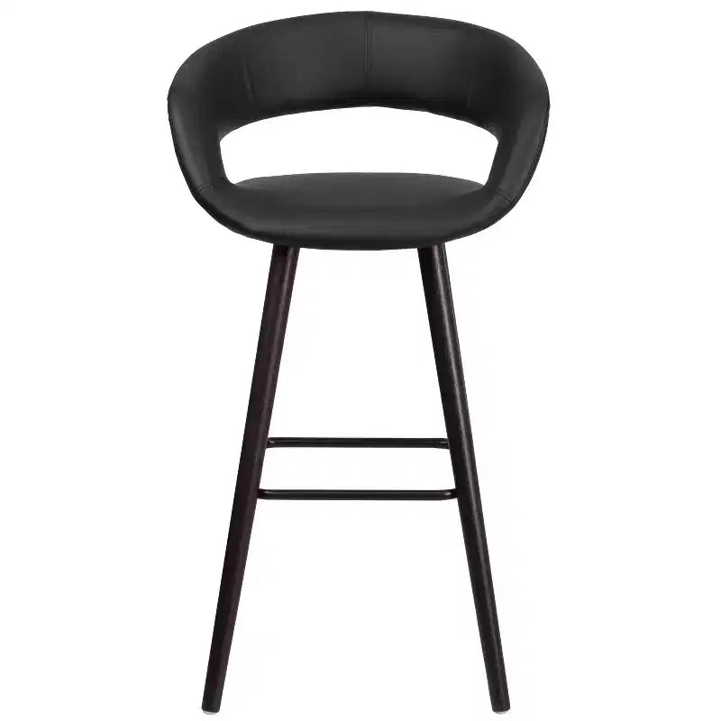 2 Pk. 29'' High Contemporary Vinyl Barstool with Cappuccino Wood Frame