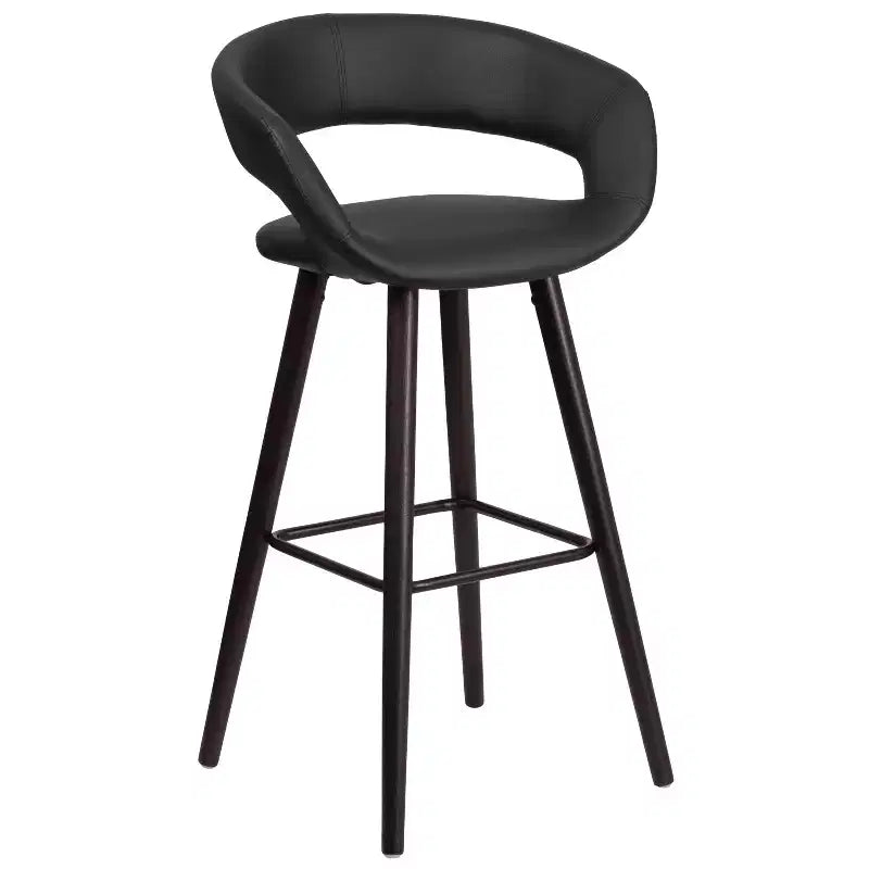 2 Pk. 29'' High Contemporary Vinyl Barstool with Cappuccino Wood Frame