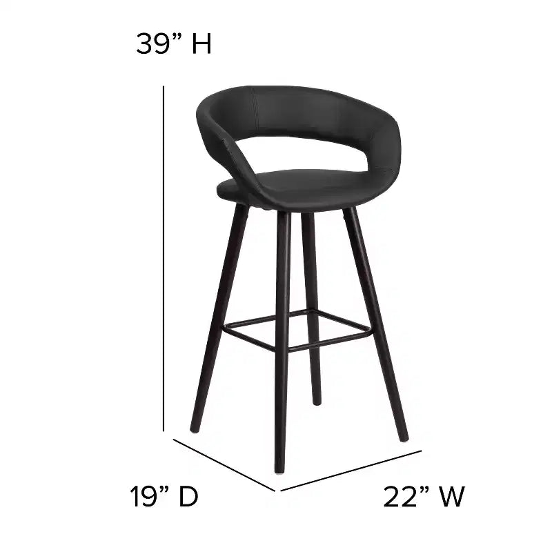 2 Pk. 29'' High Contemporary Vinyl Barstool with Cappuccino Wood Frame