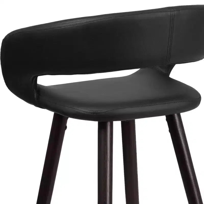2 Pk. 29'' High Contemporary Vinyl Barstool with Cappuccino Wood Frame