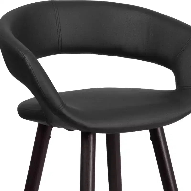 2 Pk. 29'' High Contemporary Vinyl Barstool with Cappuccino Wood Frame
