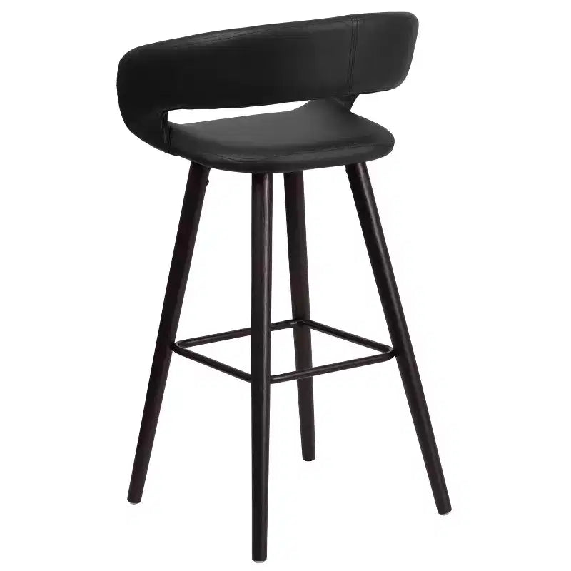 2 Pk. 29'' High Contemporary Vinyl Barstool with Cappuccino Wood Frame