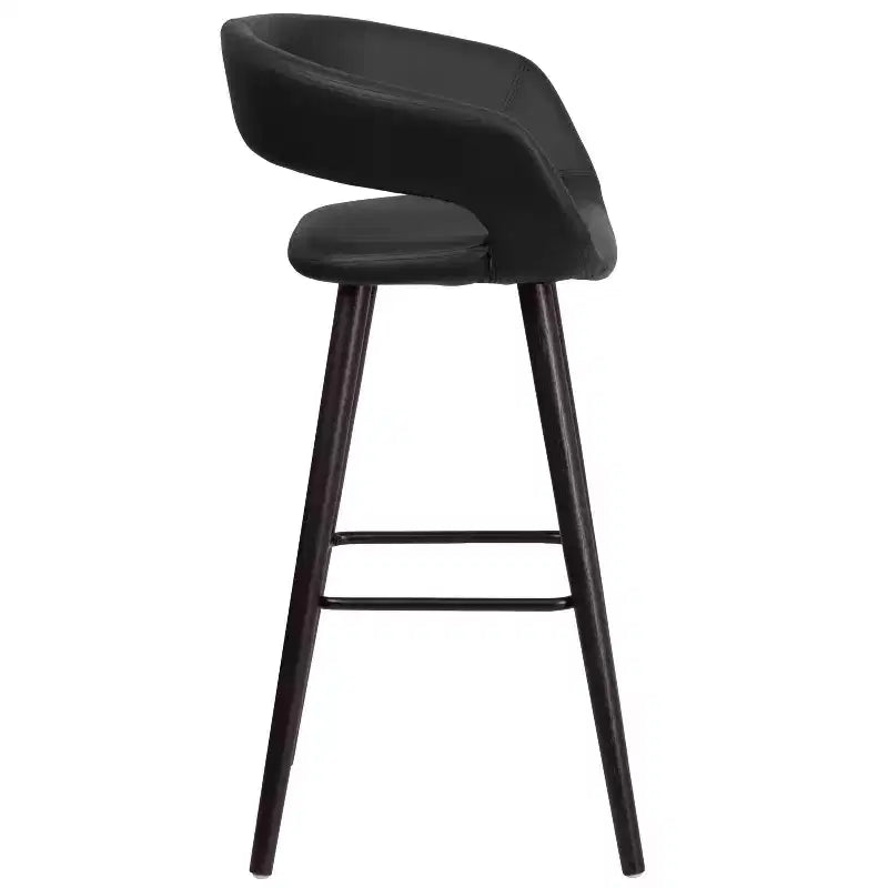 2 Pk. 29'' High Contemporary Vinyl Barstool with Cappuccino Wood Frame
