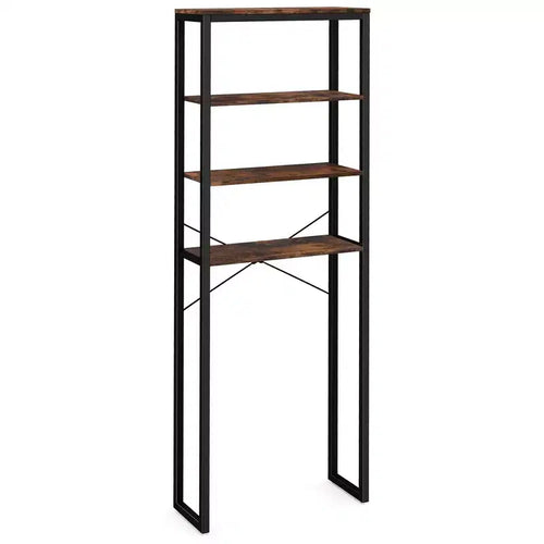 Costway 4-Tier Over the Toilet Storage Rack Freestanding Bathroom Organizer Rustic Brown
