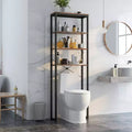 Étagère de rangement 4 niveaux au-dessus des toilettes Meuble de salle de bain autoportant Marron rustique