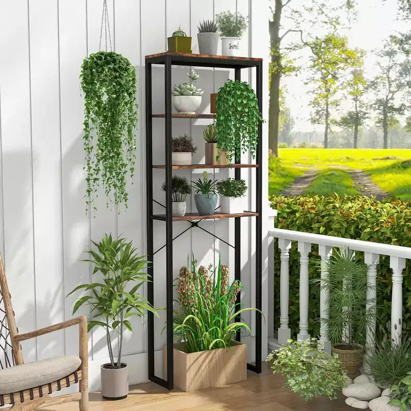 Étagère de rangement 4 niveaux au-dessus des toilettes Meuble de salle de bain autoportant Marron rustique