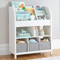 Martha Stewart Kids' Jr. Book and Bin Browser: Children's Bookshelf, Toy Storage with Book Display with Fabric Bins