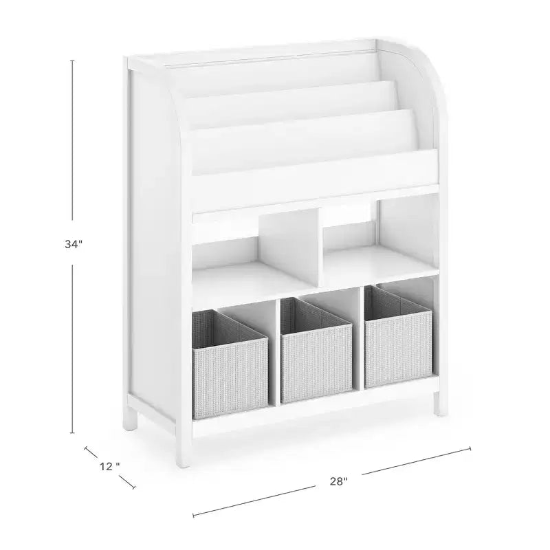 Children's Bookshelf & Toy Storage with Fabric Bins