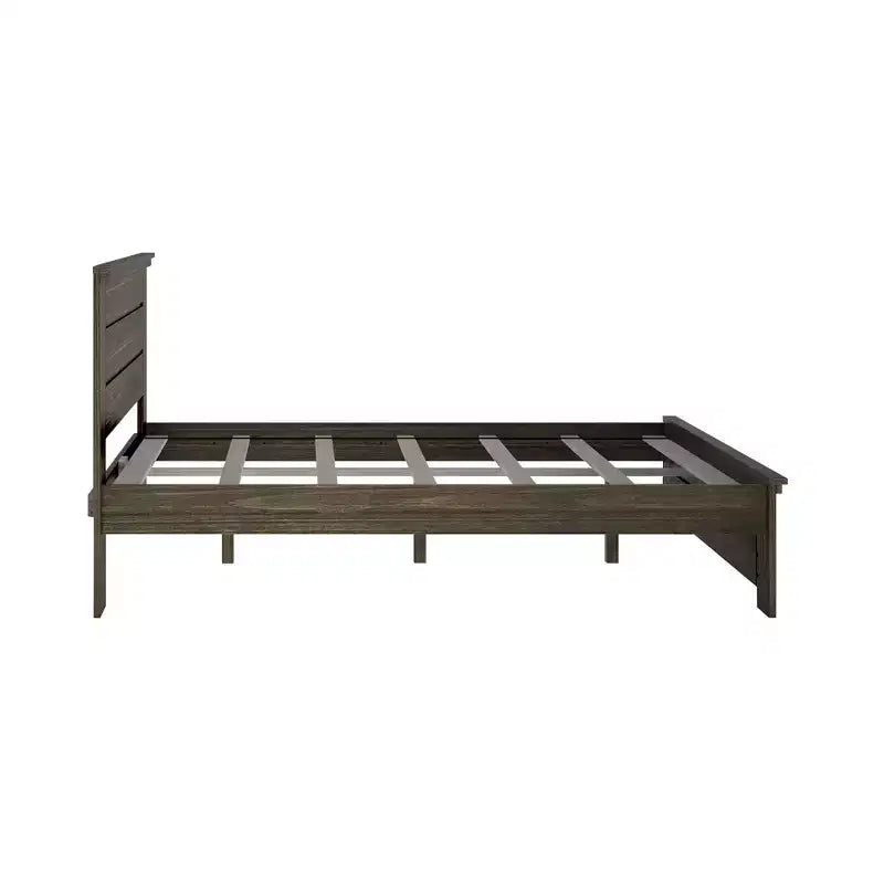 Farmhouse Queen Bed with Panel Headboard, Solid Wood Platform Bed