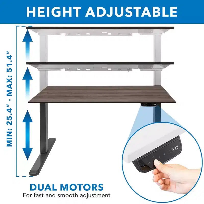 Dual Motor Electric Sit-Stand Desk with Tabletop - Black