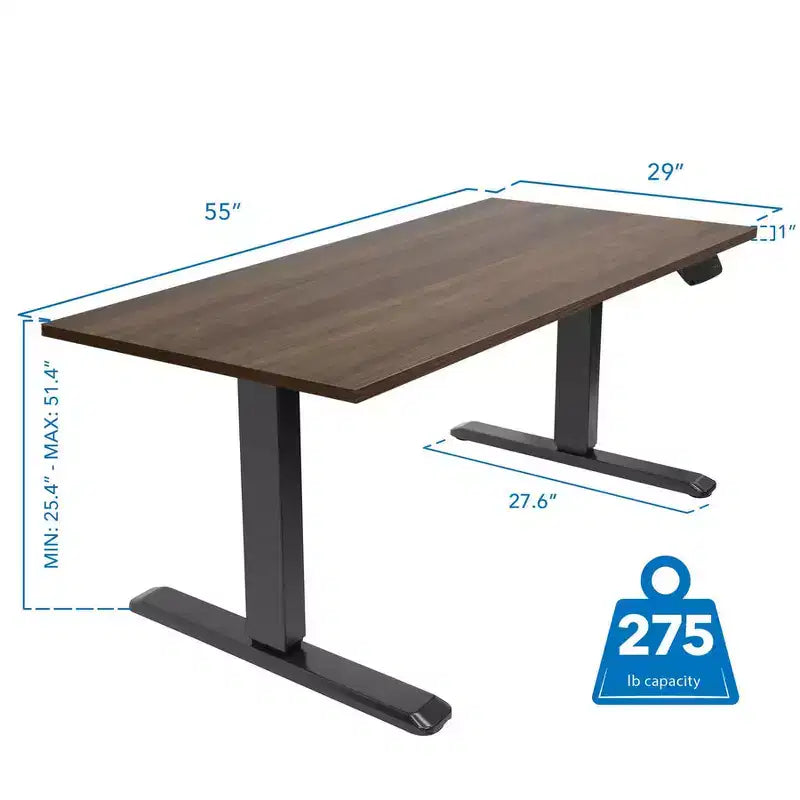 Dual Motor Electric Sit-Stand Desk with Tabletop - Black