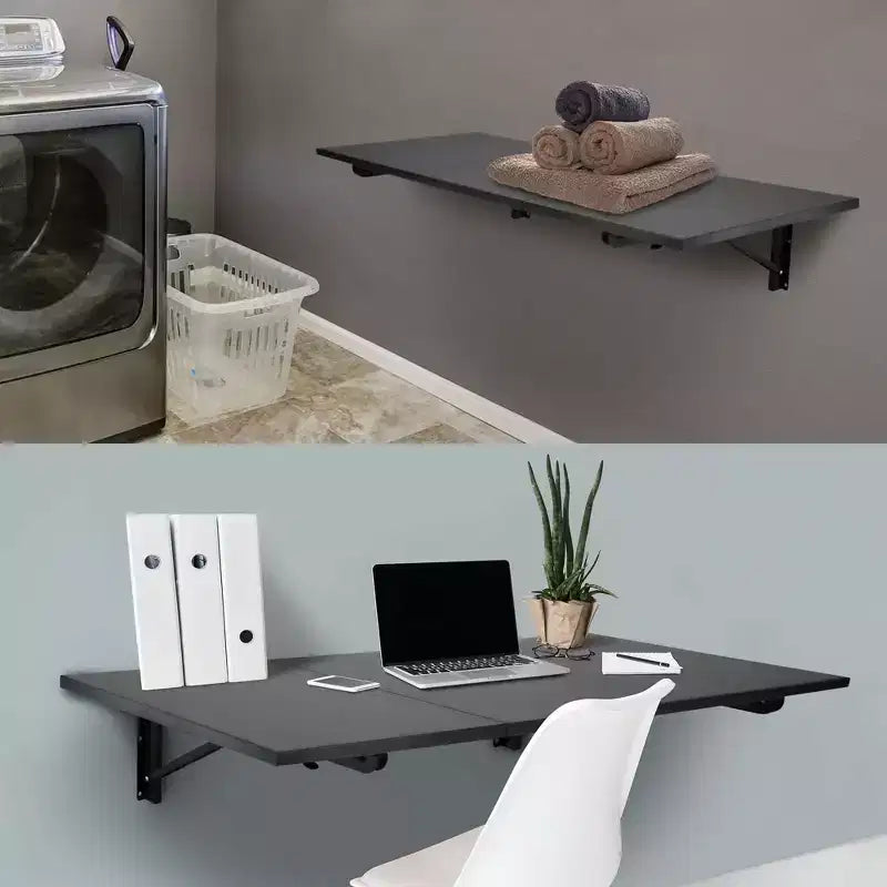 Heavy Duty Drop Down Wall Mounted Folding Table for Home Office, Laundry Room, Garage & Basement