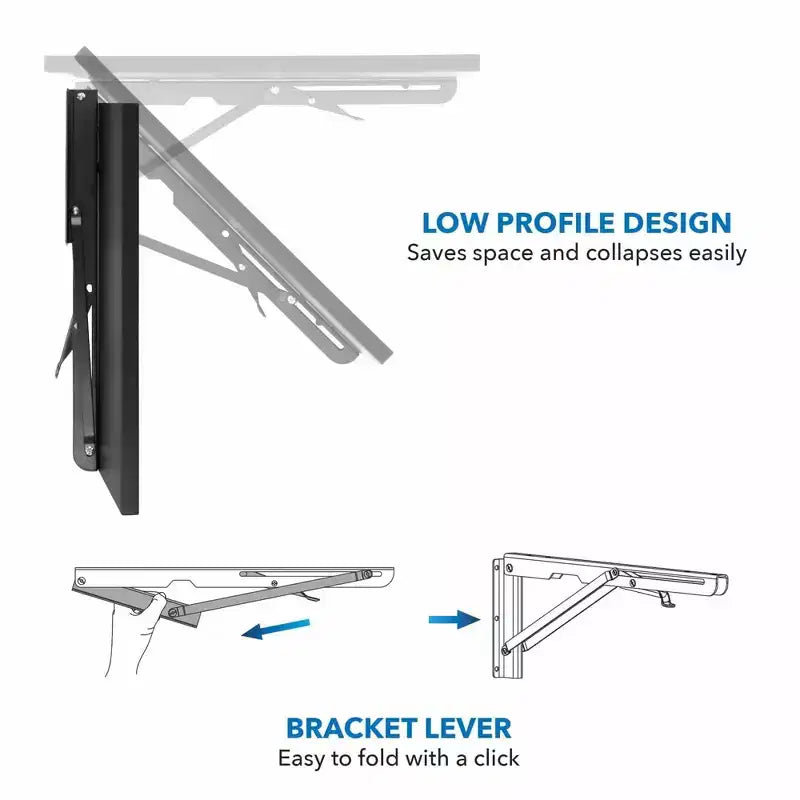 Heavy Duty Drop Down Wall Mounted Folding Table for Home Office, Laundry Room, Garage & Basement
