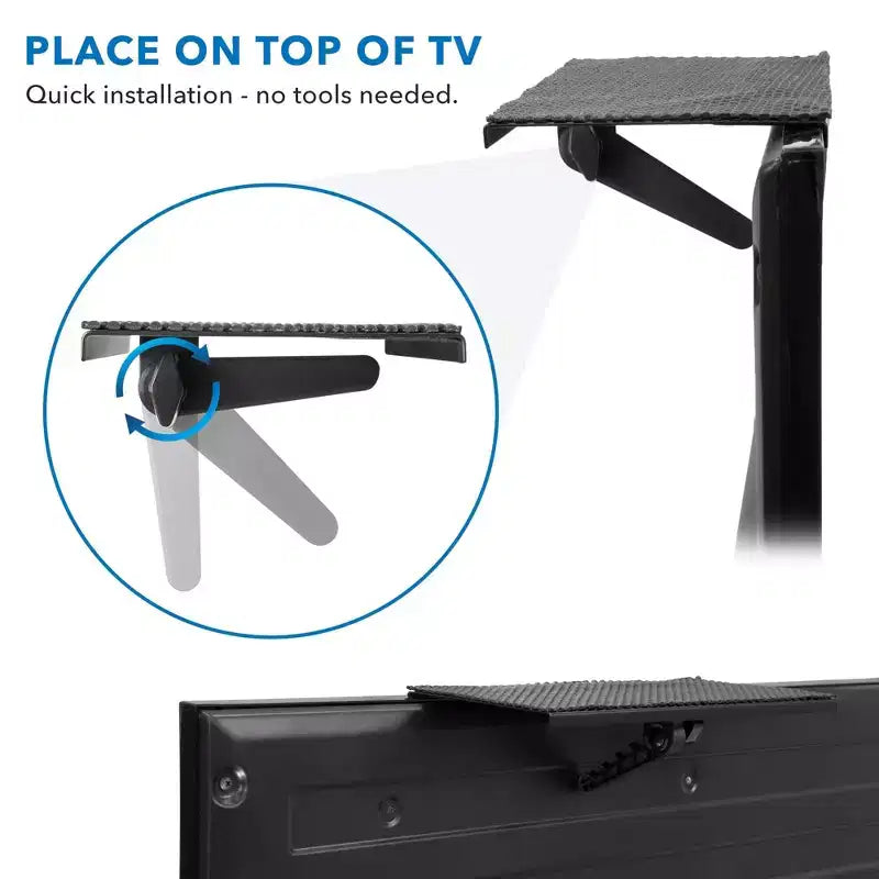 Wall Mounted Above TV Shelf | Adjustable Screen Top Shelf for Cable Box & Streaming Device | 12 in. Wide Anti-Skid Platform | 13.6 Lbs.
