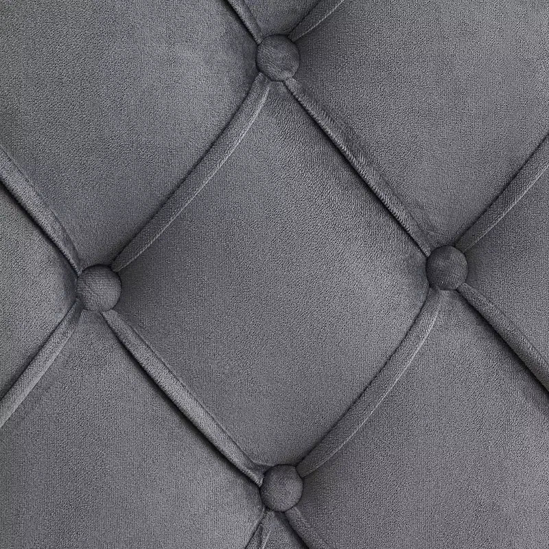 Lit plateforme capitonné en velours, grand lit, gris