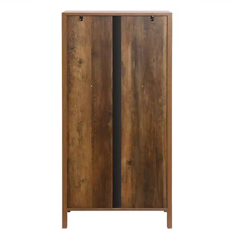 47,2" Meuble de Rangement de Ferme avec Portes Vitrées – Buffet Haut & Vitrine, Marron et Noir