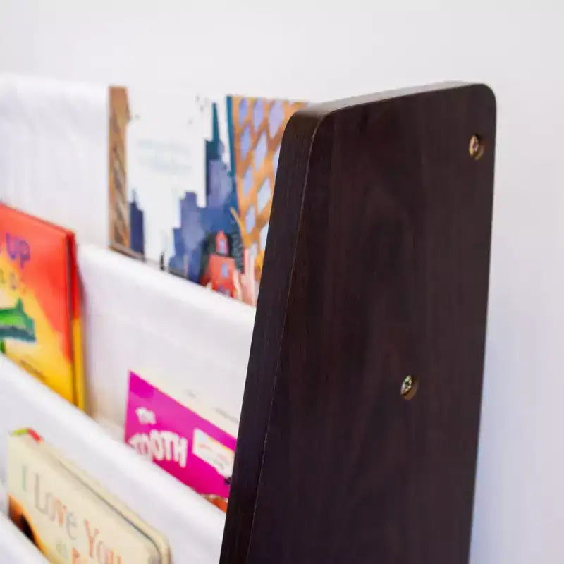 Étagère à livres 4 niveaux avec bac de rangement en tissu pour enfants