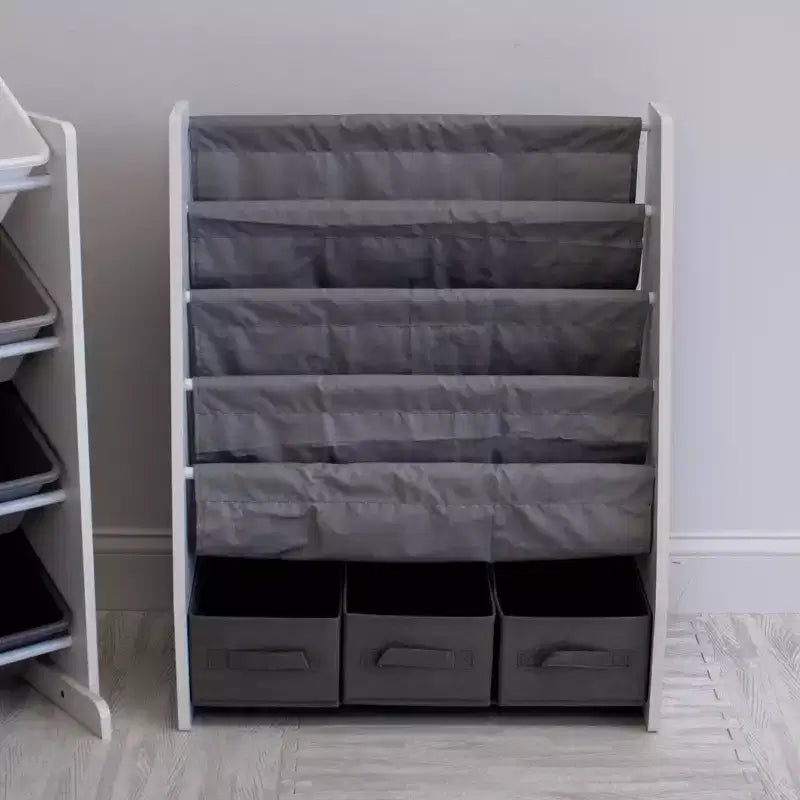 Étagère à livres 4 niveaux avec bac de rangement en tissu pour enfants