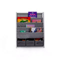 Kids' Bookshelf 4 Tier Book Storage and Fabric Bin Organizer - Humble Crew