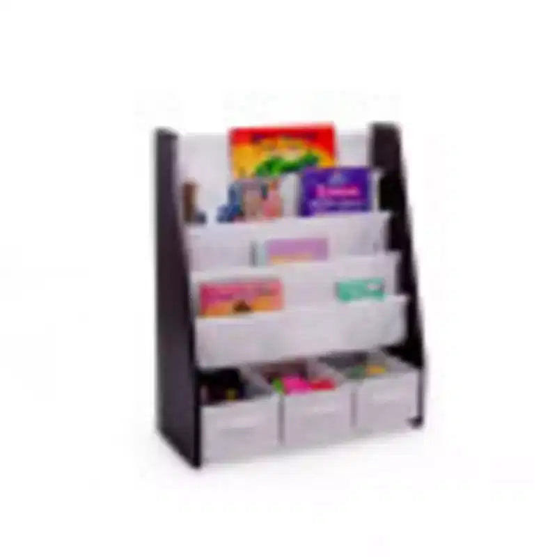 Kids' Bookshelf 4-Tier Book Storage with Fabric Bin Organizer