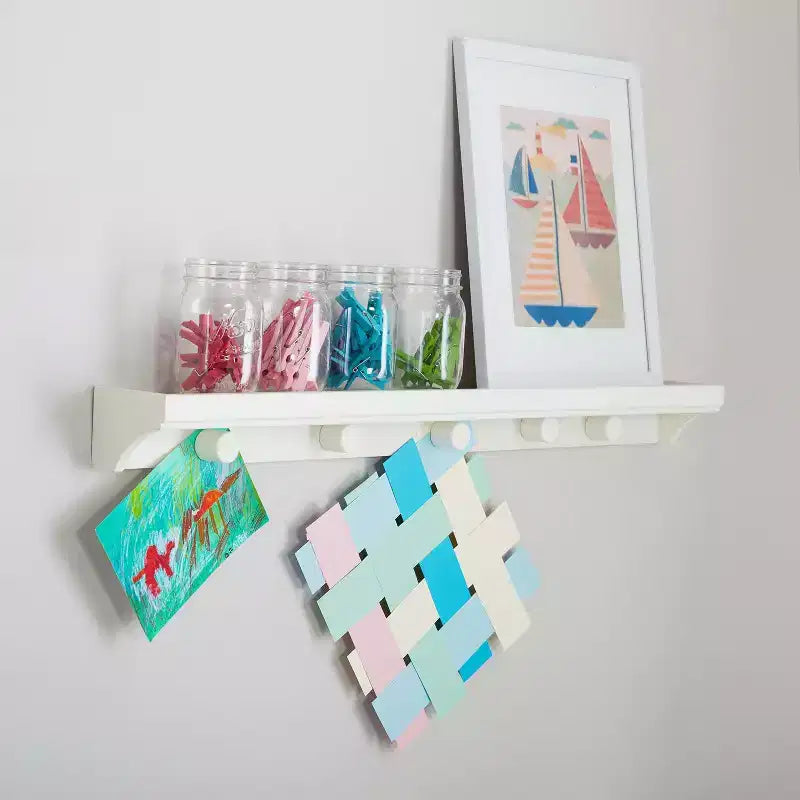 Children's Hanging Art Display Shelf with Magnetic Pegs