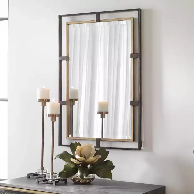 Miroir mural rectangulaire bronze vieilli 22 x 32