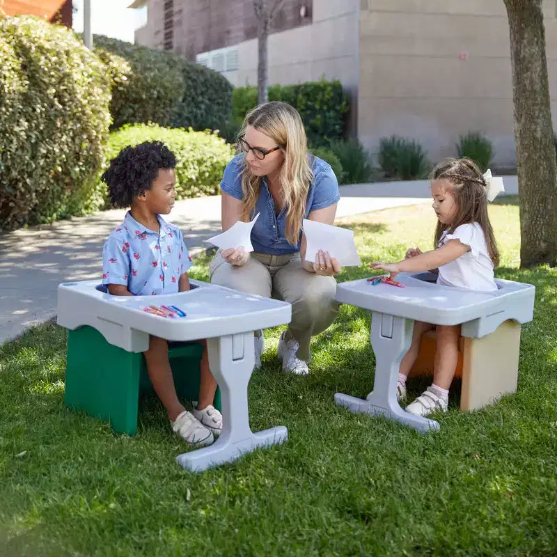 Fixation de bureau pour chaise cube, mobilier enfant, gris clair