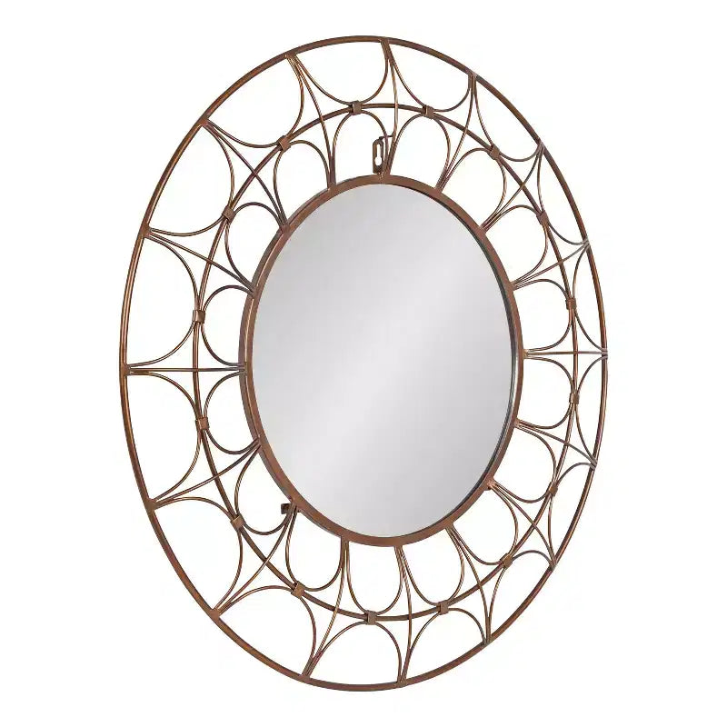 Kate and Laurel Avoca Round Metal Decorative Mirror, 28 Diameter, Bronze