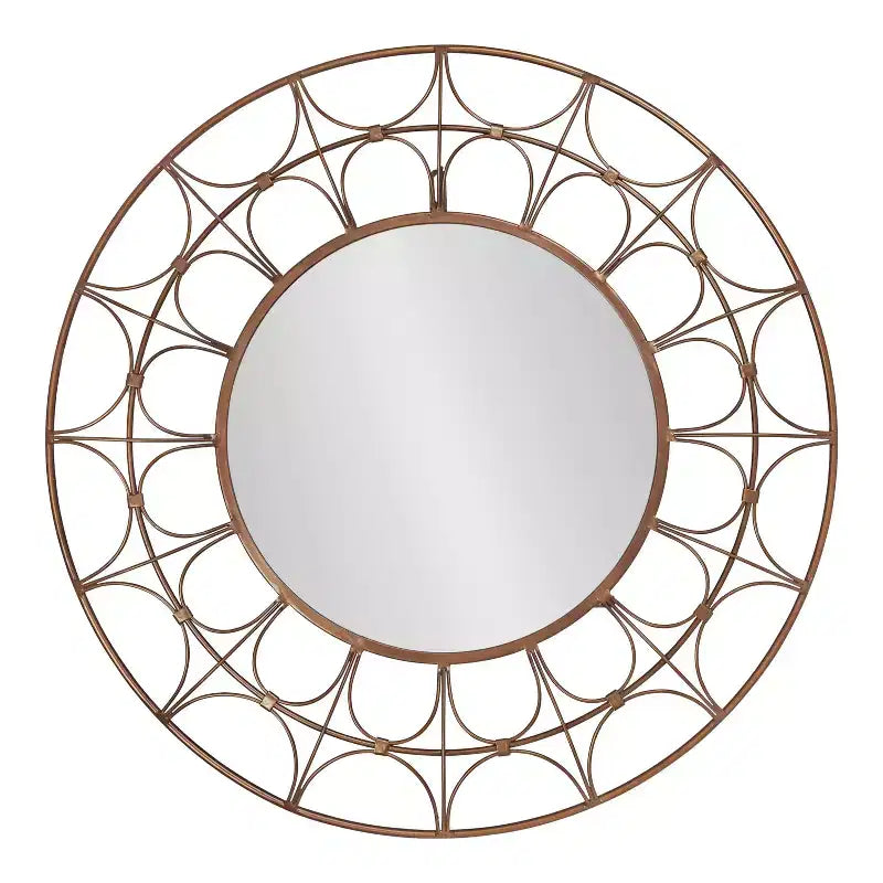 Round Metal Decorative Mirror, 28 Diameter, Bronze