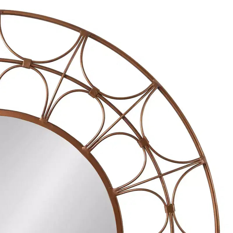 Round Metal Decorative Mirror, 28 Diameter, Bronze