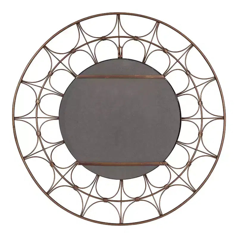 Round Metal Decorative Mirror, 28 Diameter, Bronze