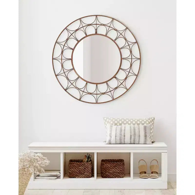 Miroir décoratif rond en métal, 28 de diamètre, Bronze