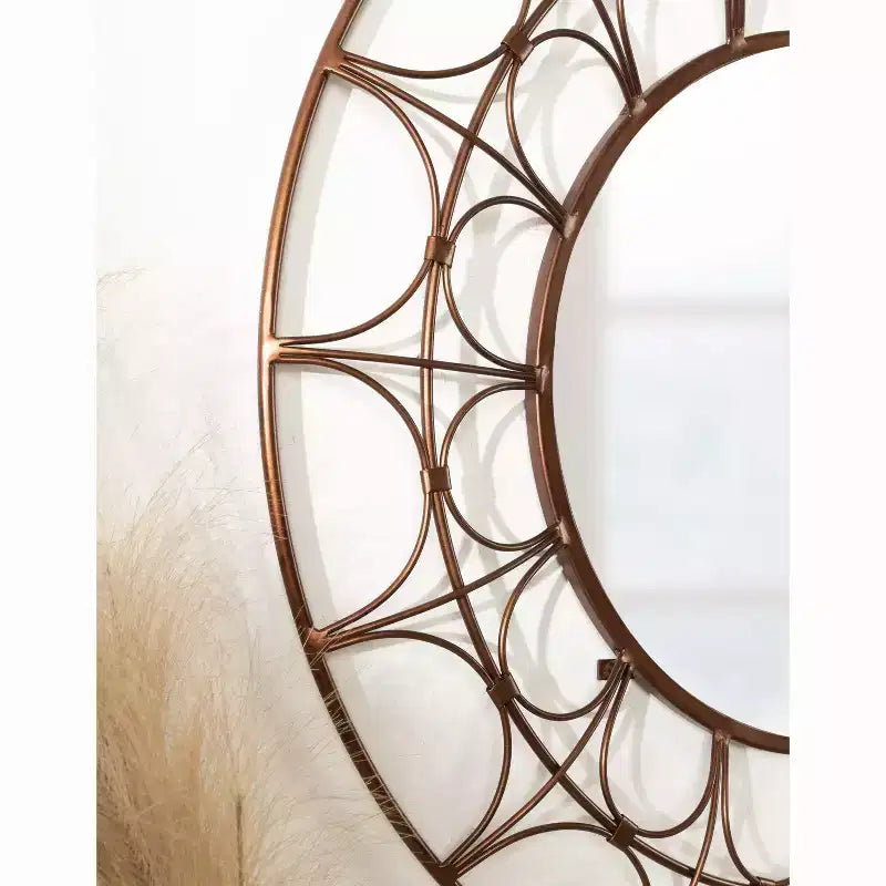Miroir décoratif rond en métal, 28 de diamètre, Bronze