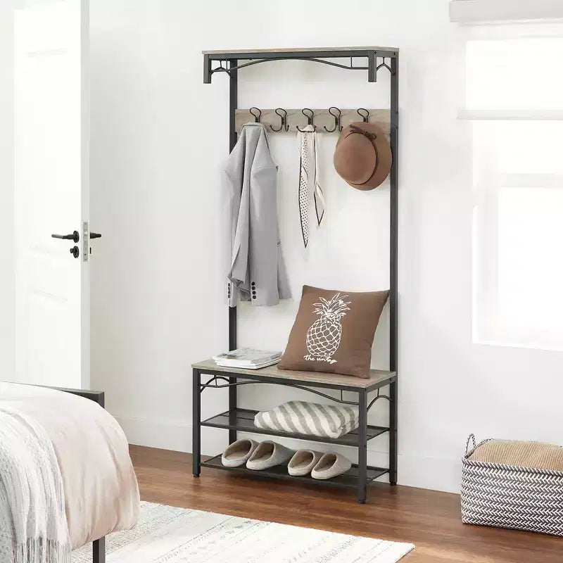 Shoe Bench Rack, 3-Tier Storage Shelf with Steel Frame, 12.6 x 31.5 x 70.3 Inches