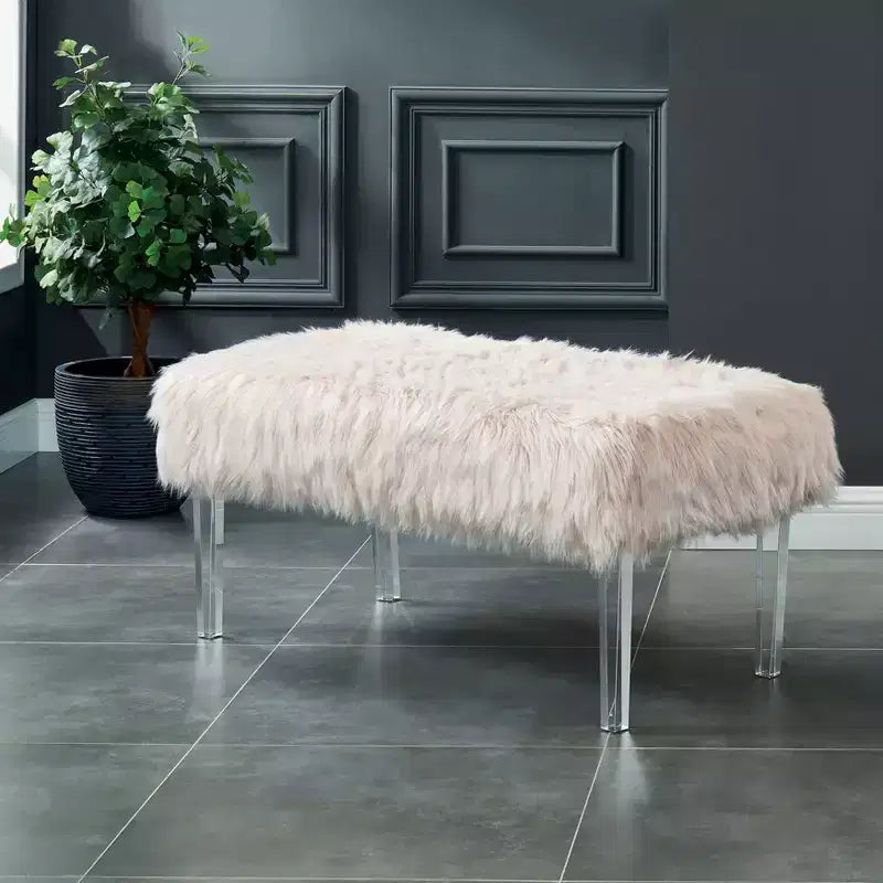 42" Faux Fur Glam Bench