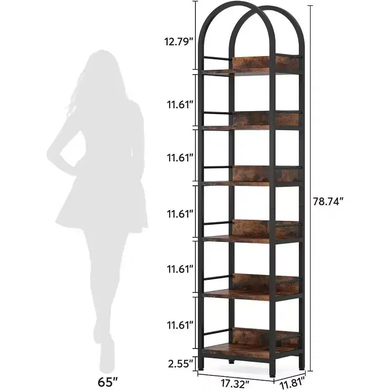 Étagère ouverte arquée à 6 niveaux de 200 cm de haut