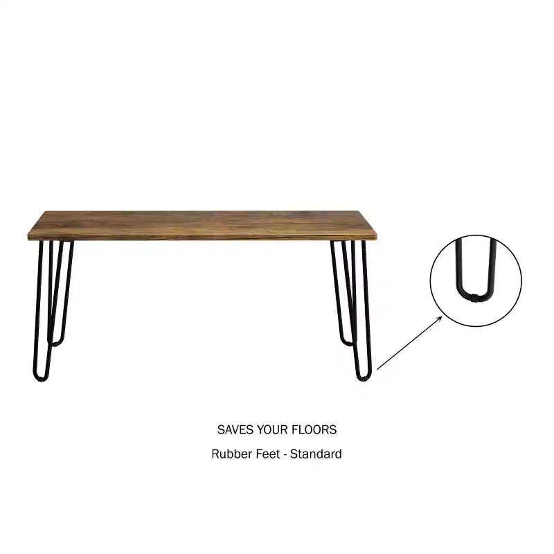 Table basse moderne avec pieds épingle – Meuble de salon en acier et aspect grain de bois industriel