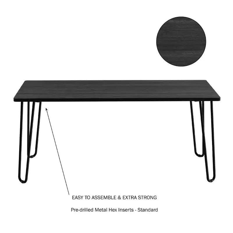 Table basse moderne avec pieds épingle – Meuble de salon en acier et aspect grain de bois industriel
